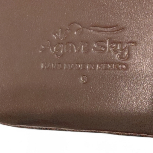 Agave Sky Leather Cowhide Slide Sandals Western Boho Leather Flats Size 9 - Picture 2 of 4